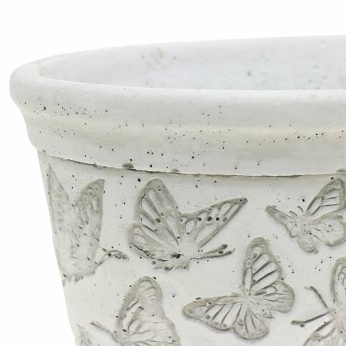 Floristik24 Bloempot schaal wit met vlinders 21cm x 14cm H9.5cm 2st