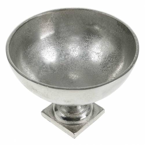 Floristik24 Schaal met voet zilver metaal Ø16cm tafeldecoratie, antiek look