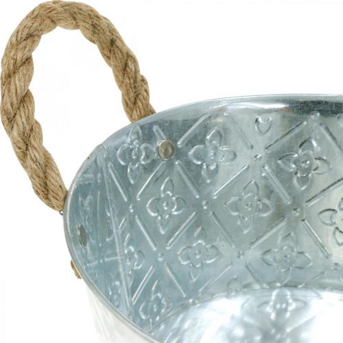 Sierschaal zilver met handvatten metalen plantenschaal plantenpot Ø21cm | Floristik24.nl