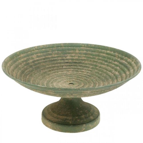Schaal met voet, sierschaal, metalen schaal, antiek look, Ø26cm H12cm