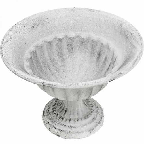 Floristik24 Bekerkom witte decoratieve beker metalen beker Ø16cm H11,5cm