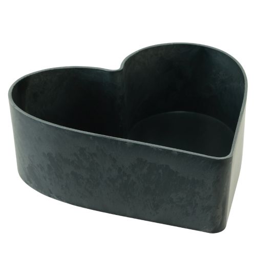Floristik24 Schaal hart kunststof sierschaal antraciet 24/21cm set van 2