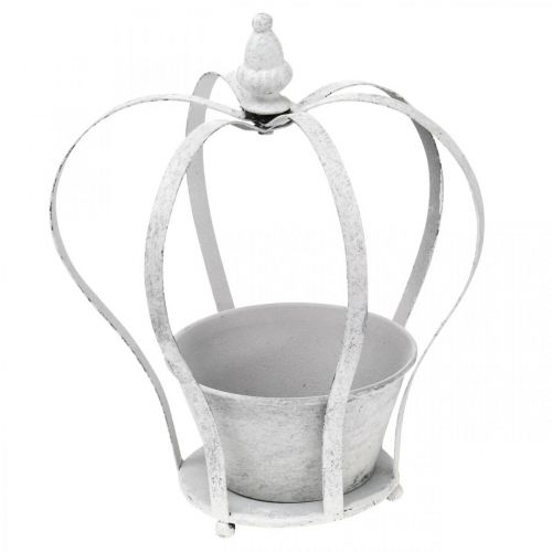 Floristik24 Decoratieve kroon voor opplant, shabby chic, metalen kroon, tuindecoratie white wash, set van 2