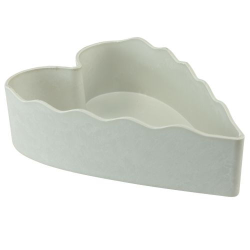 Floristik24 Schaal kunststof hart plantenschaal wit grijs 21×14,5×5,5cm