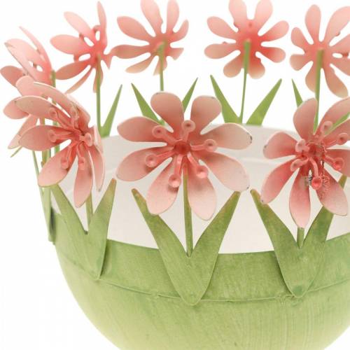 Floristik24 Plantenschaal, lentedecoratie, metalen schaal met bloemendecoratie, paasmand