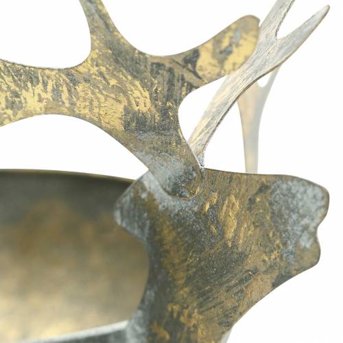 Artikel Schaal met rendierkop gouden vintage look metaal Ø9,5cm 2st
