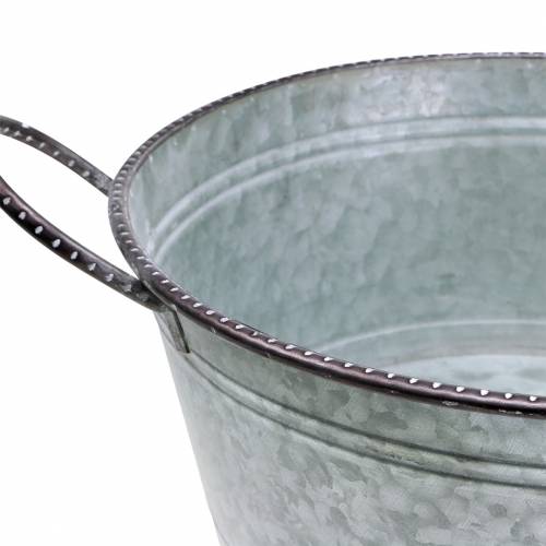 Artikel Zinkkom met handvatten grijs, bruin gewassen wit Ø38cm H17cm