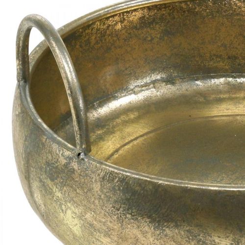 Floristik24 Plantenbak metalen schaal met handvat goud antiek look Ø31cm