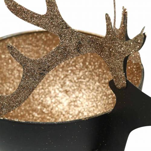 Artikel Kom met Rendierkop Zwart, Goudkleurig Metaal Ø11/14cm Set van 2