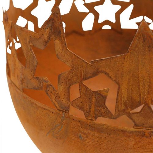 Floristik24 Metalen schaal met sterren, kerstversiering, decoratief vat patina Ø25cm H20.5cm