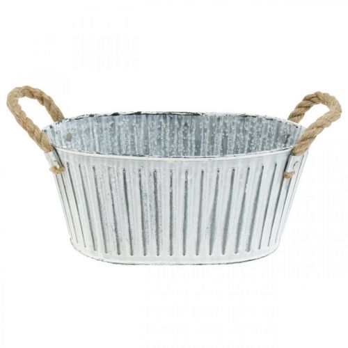 Floristik24 Planter met handvatten, metalen bloembak, decoratieve kom voor planten L28cm
