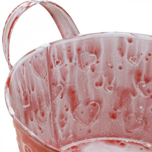 Floristik24 Metalen kom hart patroon, plantenbak, plantenbak met handvatten Ø17.5cm