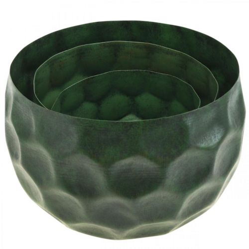 Artikel Sierschaal metaal groen vintage plantenbak Ø25 / 20.5 / 16.5cm set van 3