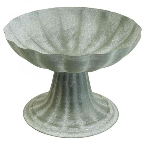 Floristik24 Decoratieve schaal met voet metalen schaal vintage H12cm Ø17cm