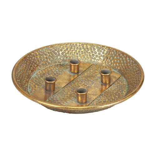 Floristik24 Kaarsenbord metaal antieke stokkaarshouder goud Ø32cm