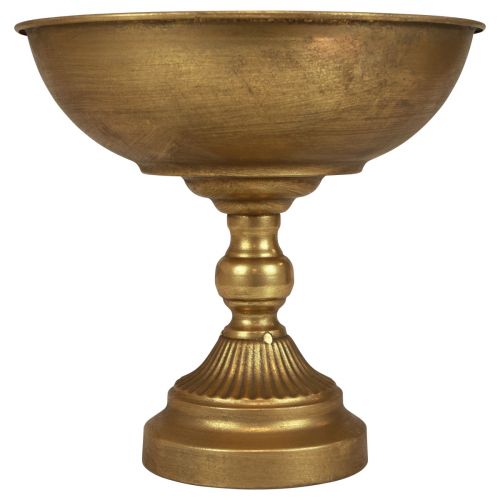 Floristik24 Kom met voet decoratieve metalen kom goud Ø25,5cm H24cm
