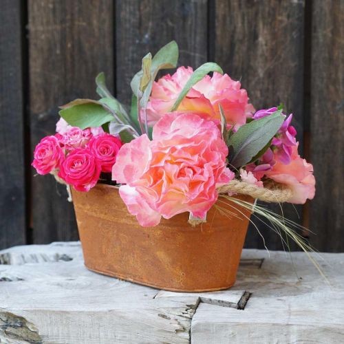 Floristik24 Metalen kom met handvatten, herfstdecoratie, plantenbak met patina L22cm H11cm