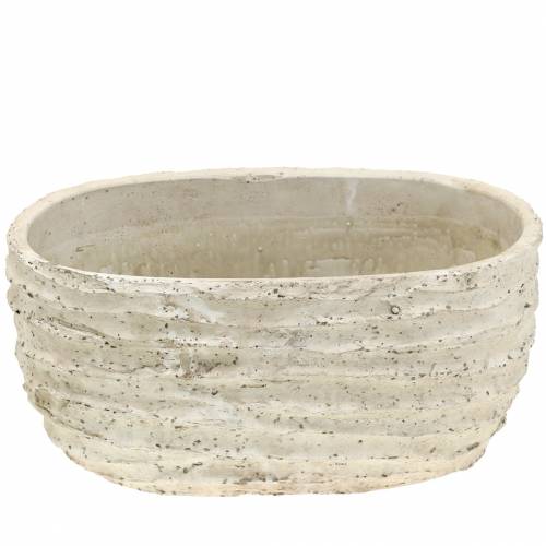 Floristik24 Plantpot ovaal wit antiek 27cm x 16cm H13cm