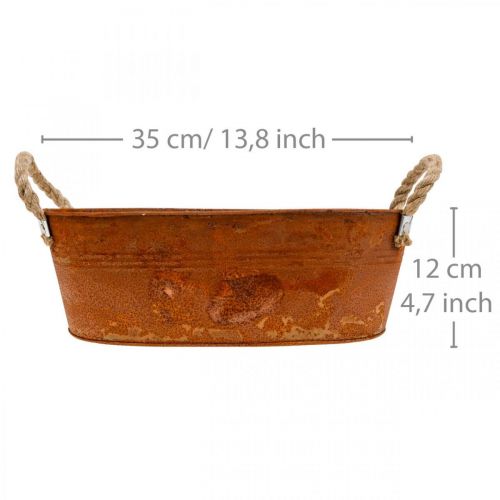 Bloemschaal, roestdecoratie, plantenbak met handvatten, herfst L35cm H12cm