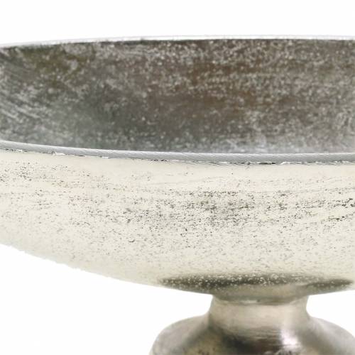 Floristik24 Ovale schaal met zilveren metalen voet 20,5 cm H7 cm