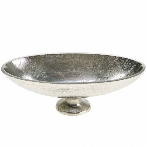 Floristik24 Ovale schaal met zilveren metalen voet 20,5 cm H7 cm