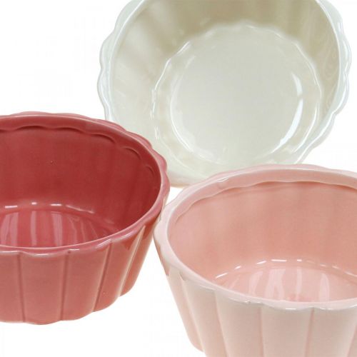 Floristik24 Planter bakvorm, cakevorm voor opplant, keramische pot H5cm Ø12.5cm 3st