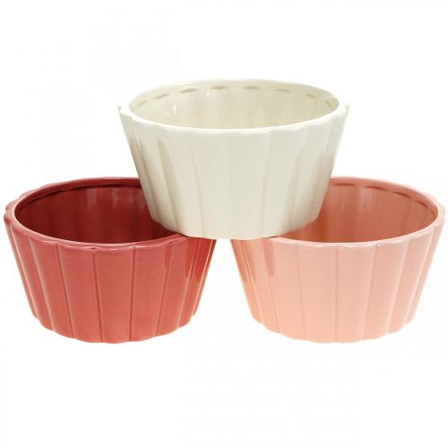 Floristik24 Bloempot ring cake, bloemschaal ovenschaal, keramiek decoratie H8cm Ø15.5cm 3st