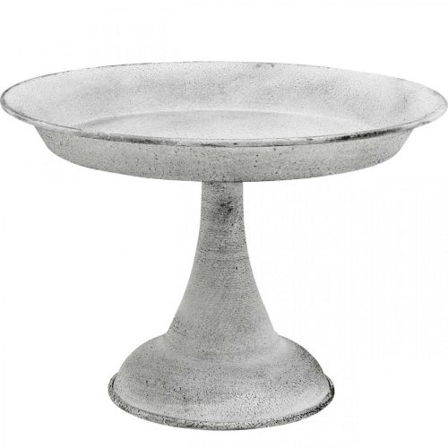 Floristik24 Decoratieve schaal met voet sierbord metaal wit Ø22cm H15,5cm