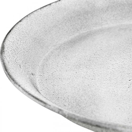 Floristik24 Decoratieve schaal met voet sierbord metaal wit Ø22cm H15,5cm