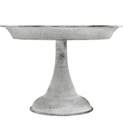 Floristik24 Decoratieve schaal met voet sierbord metaal wit Ø22cm H15,5cm