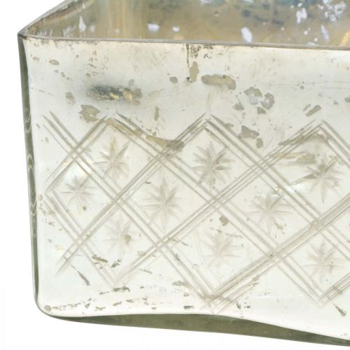 Floristik24 Glazen pot met deksel shabby glas decoratie champagne 14×14×14,5cm