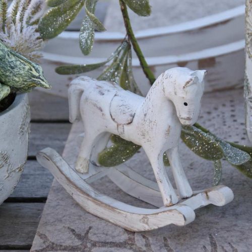 Floristik24 Decoratief hobbelpaard Kerst wit bruin 26x6x23cm