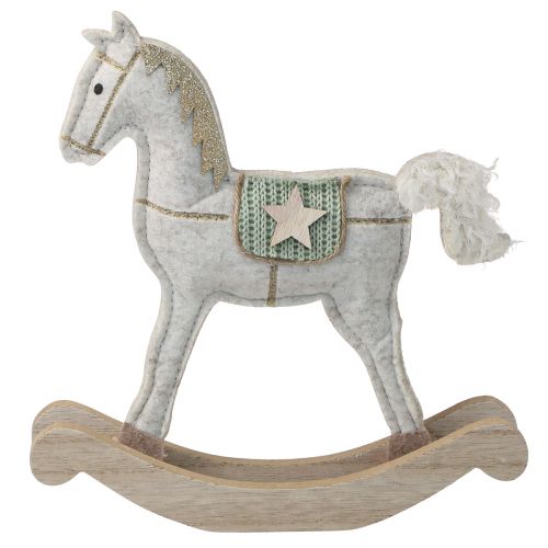 Artikel Hobbelpaard decoratie kerstcrème 20x4,5x22cm 2 st