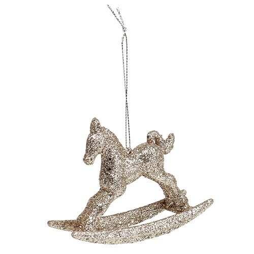 Floristik24 Hobbelpaard 7,5 cm goud met glitter 6st
