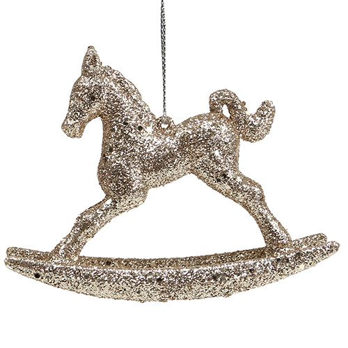Floristik24 Hobbelpaard 7,5 cm goud met glitter 6st