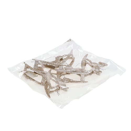 Floristik24 Hobbelpaard 7,5 cm goud met glitter 6st