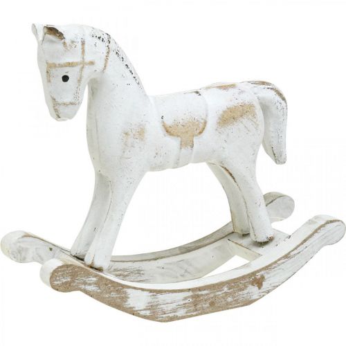 Floristik24 Decoratief hobbelpaard kerstwit 13x4.5x11.5cm 3st