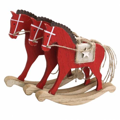 Floristik24 Hobbelpaard om rood hout op te hangen H17cm 3st Nostalgische boomversieringen
