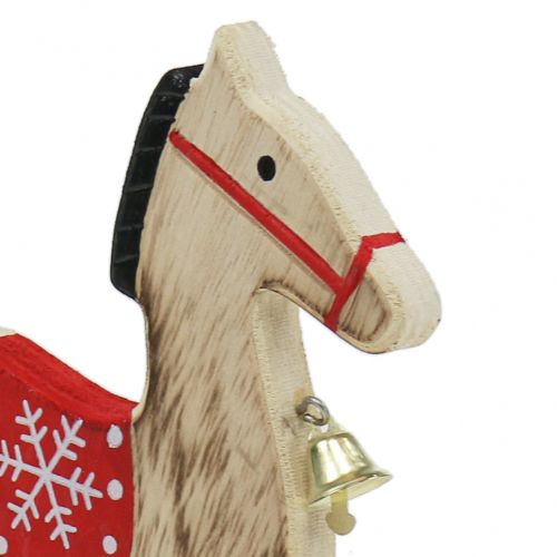 Artikel Hobbelpaard hout naturel, rood 21.5cm H21cm