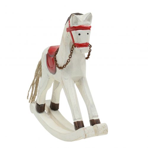 Floristik24 Hobbelpaard hout rood, wit 19cm x15cm
