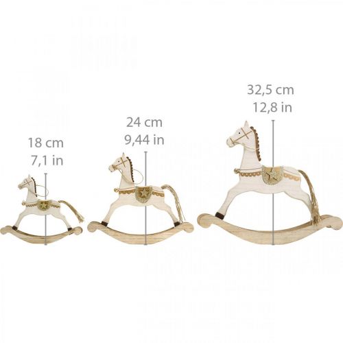 Artikel Houten hobbelpaard, kerstversiering Witgoud H32.5cm