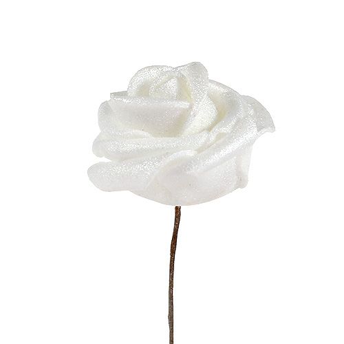 Floristik24 Foam rozen wit met parelmoer Ø2,5cm 120 st