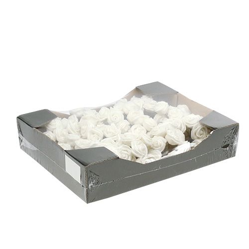 Floristik24 Foam rozen wit met parelmoer Ø2,5cm 120 st