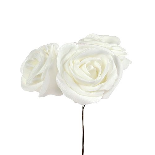 Floristik24 Foam rozen wit met parelmoer Ø6cm 24 st