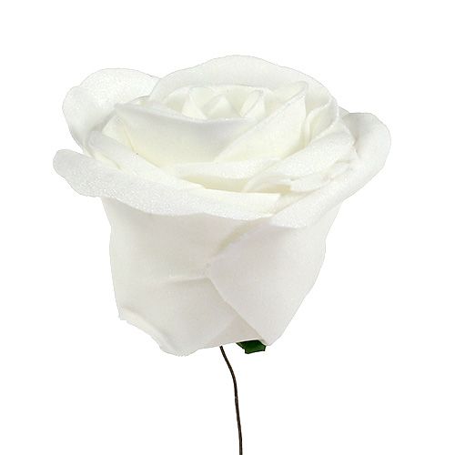 Floristik24 Foam rozen wit met parelmoer Ø6cm 24 st