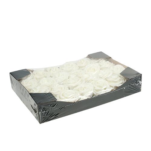 Floristik24 Foam rozen wit met parelmoer Ø6cm 24 st