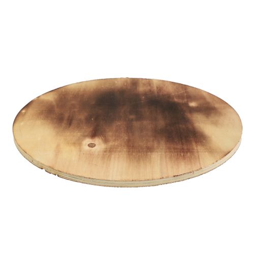 Floristik24 Decoratieve houten schijfgevlamde onderzetter rustiek multiplex Ø24cm