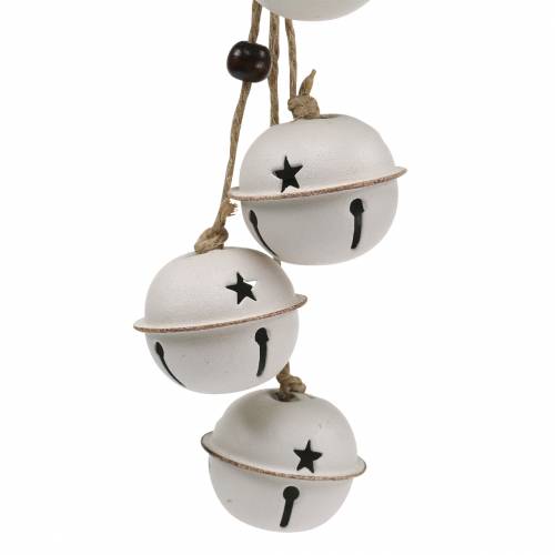 Floristik24 Bellen met ster aan het lint om op te hangen Wit L30cm 2st