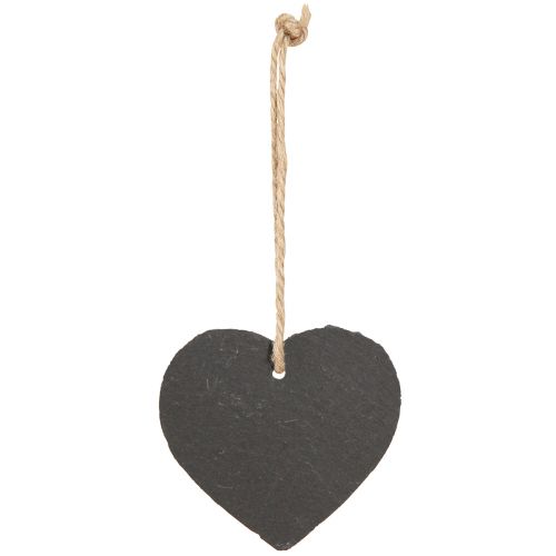Artikel Leisteenbord klein hart om op te hangen zwart 7,5 cm 6st