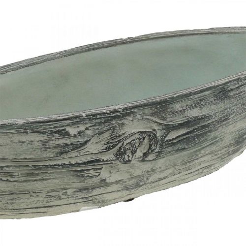 Floristik24 Plantenschaal ovaal betonboot hout design 37×11.5cm H10cm